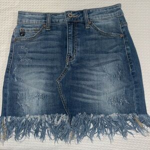 Kancan Jean frayed skirt size small